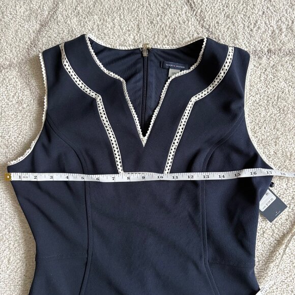 NWT Tommy Hilfiger Navy Sheath Dress Nautical Trim Workwear Cocktail Dress sz 6 - Picture 2 of 6